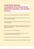 Food Safety Manager Certification Exam Study Guide ANSI-CFP Questions and Verified Answers