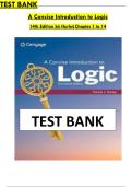 Test Bank For A Concise Introduction to Logic 14th Edition by Patrick J&period; Hurley All Chapters 1-14 Fully Covered With Questions And Verified Solutions&period;