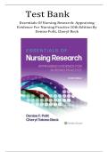 Test Bank for Essentials of Nursing Research Appraising Evidence for Nursing Practice 10th Edition by  Denise Polit &comma; Cheryl Beck&period; All Chapters 1-18&vert; Latest 2025