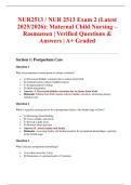 NUR2513 &sol; NUR 2513 Exam 2 &lpar;Latest 2025&sol;2026&rpar;&colon; Maternal Child Nursing &ndash; Rasmussen &vert; Verified Questions & Answers &vert; A&plus; Graded