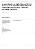 Tarleton State University Ted Roberts 1301 U&period;S History Exam &num;3 QUESTIONS AND VERIFIED SOLUTIONS &vert;2025 EXAM &vert; ELABORATED &DETAILED ANSWERS&excl;&excl;