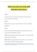 Idaho real estate test Exam 2026 Questions and Answers