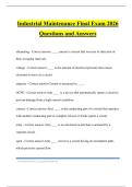Industrial Maintenance Final Exam 2026 Questions and Answers