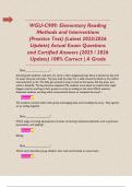 WGU-C909&colon; Elementary Reading Methods and Interventions &lpar;Practice Test&rpar; &lpar;Latest 2025&sol;2026 Update&rpar; Actual Exam Questions and Certified Answers &lpar;2025 &sol; 2026 Update&rpar; 100&percnt; Correct &vert; A Grade    