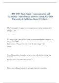 CMN 170V Final Exam &ndash; Communication and Technology &ndash; Questions & Answers  Latest 2025-2026 University of California&comma; Davis &lpar;UC Davis &rpar;