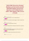 WGU-C909&colon; Elementary Reading Methods and Interventions &lpar;Latest 2025&sol;2026 Update&rpar; Actual Exam Questions and Certified Answers &lpar;2025 &sol; 2026 Update&rpar; 100&percnt; Correct &vert; A Grade  
