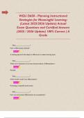 WGU D658 - Planning Instructional Strategies for Meaningful Learning&colon; &lpar;Latest 2025&sol;2026 Update&rpar; Actual Exam Questions and Certified Answers &lpar;2025 &sol; 2026 Update&rpar; 100&percnt; Correct &vert; A Grade  