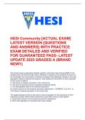 HESI Community -ACTUAL EXAM- LATEST VERSION -QUESTIONS AND ANSWERS- WITH PRACTICE EXAM &sol;&sol;HESI Community -ACTUAL EXAM- LATEST VERSION -QUESTIONS AND ANSWERS- WITH PRACTICE EXAM 