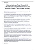 Marine Science Final Exam 2025  Actual Exam Complete Questions and  Verified Answers Brand New Version