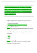 Florida Hazardous Materials Technician Certification  Exam &ndash; Practice Test Questions And Correct Answers  &lpar;Verified Answers&rpar; Plus Rationales 2025&sol;2026 Q&A &vert;  Instant Download Pdf