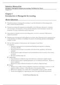 Solution Manual for Horngren's Managerial Chapters Accounting&comma; 7th Edition by Tracie