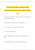 Video Game Design Vocabulary Exam Questions & Answers Latest Update Graded A&plus;