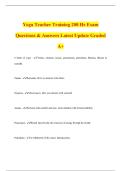Yoga Teacher Training 200 Hr Exam Questions & Answers Latest Update Graded A&plus;