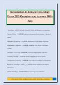 Introduction to Clinical Toxicology Exam 2025 Questions and Answers 100&percnt; Pass