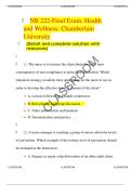 NR 222 Final Exam &vert; Health and Wellness &vert; Chamberlain University &vert; Complete Solution with Resources