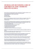 ATI REAL LIFE RN NURSING CARE OF CHILDREN 4&period;0&colon; TYPE 1 DIABETES MELLITUS Q AND A
