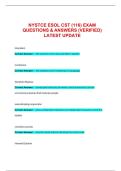 NYSTCE ESOL CST &lpar;116&rpar; EXAM QUESTIONS & ANSWERS &lpar;VERIFIED&rpar; LATEST UPDATE 