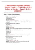 Fundamental Concepts & Skills for Nursing Practice I &lpar;NSG3100&rpar; &ndash; Galen College of Nursing &ndash; Exam 2 Review &lpar;2024&sol;2025&rpar;
