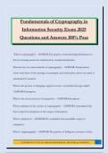 Fundamentals of Cryptography in Information Security Exam 2025 Questions and Answers 100&percnt; Pass