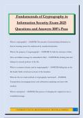 Fundamentals of Cryptography in Information Security Exam 2025 Questions and Answers 100&percnt; Pass