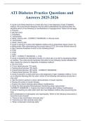 ATI Diabetes Practice Questions and Answers 2025-2026