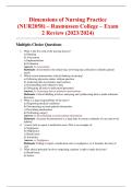 Dimensions of Nursing Practice &lpar;NUR2058&rpar; &ndash; Rasmussen College &ndash; Exam 2 Review &lpar;2023&sol;2024&rpar;