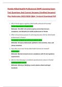 Florida Allied Health Professional &lpar;AHP&rpar; Licensing Exam Test Questions And Correct Answers &lpar;Verified Answers&rpar;  Plus Rationales 2025&sol;2026 Q&A &vert; Instant Download Pdf
