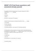 MGMT 475 Final Exam questions well answered already passed