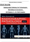   TEST BANK Radiographic Pathology for Technologists &Tab; 8th Edition by Kowalczyk &Tab; All Chapters 1 - 12 &sol; Full Complete     