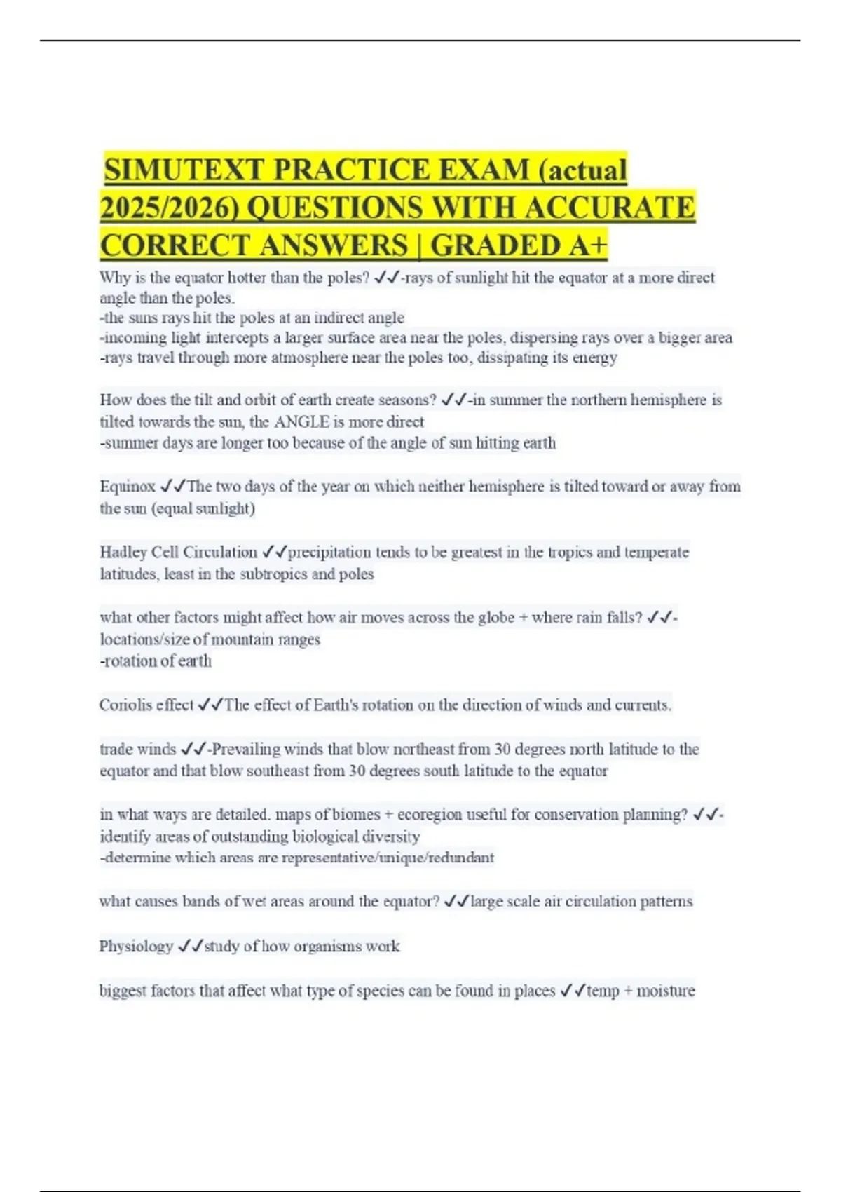 SIMUTEXT PRACTICE EXAM (actual 2025/2026) QUESTIONS WITH ACCURATE ...