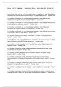 PHIL 1273 EXAM 1 QUESTIONS - BUSINESS ETHICS