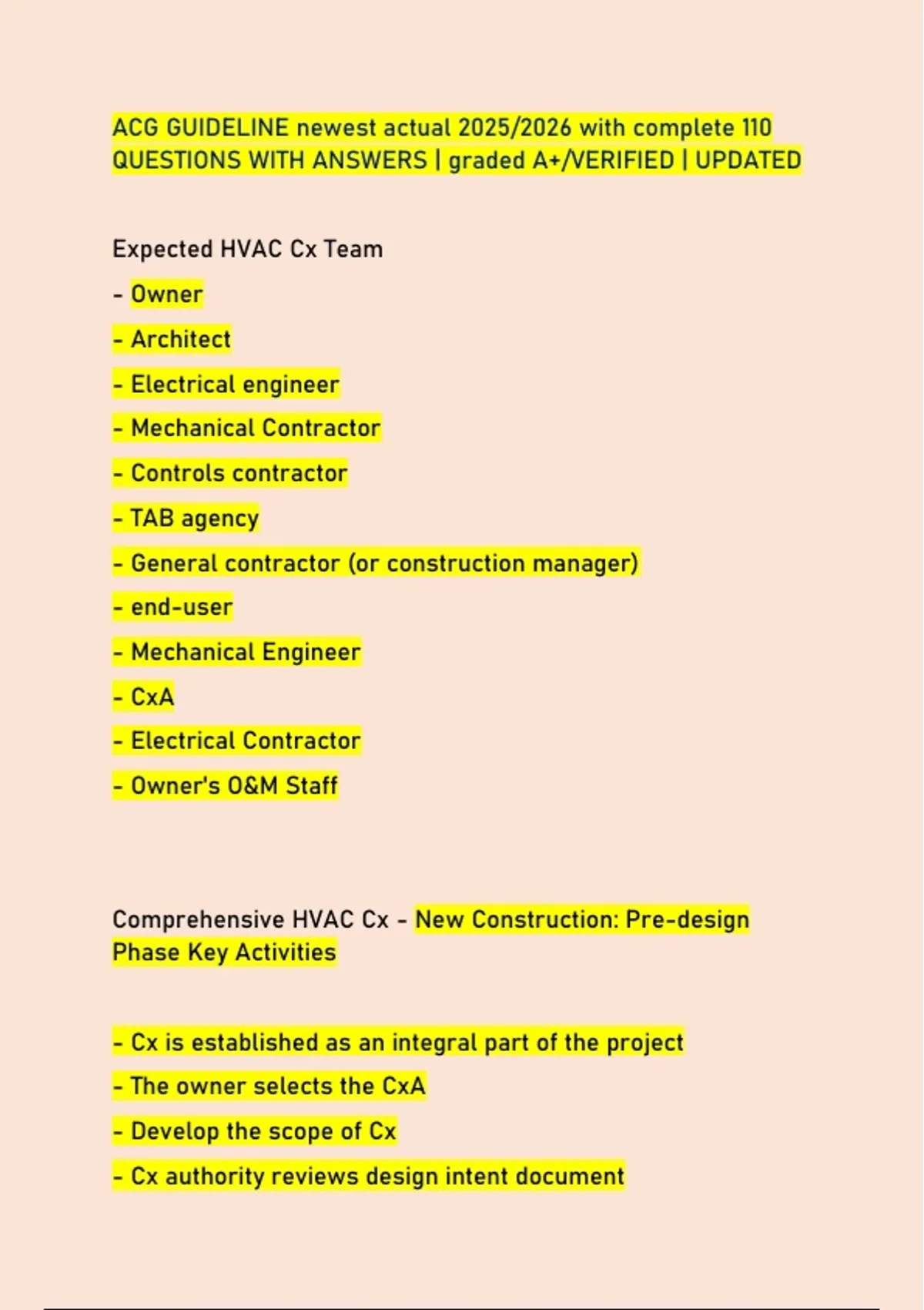 ACG GUIDELINE newest actual 2025/2026 with complete 110 QUESTIONS WITH ...