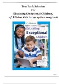 Educating Exceptional Children &lpar;15th Edition&comma; Kirk&rpar; &ndash; Accredited Test Bank with Questions and Answers