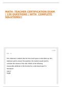 MATH- TEACHER CERTIFICATION EXAM &vert; 139 QUESTIONS &vert; WITH  COMPLETE SOLUTIONS&excl;&excl;