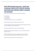 HOST 280 Hospitality Supervisor - AHLEI Final Certification EXAM LATEST UPDATED VERSION QUESTIONS AND VERIFIED CORRECT ANSWERS JUST RELEASED