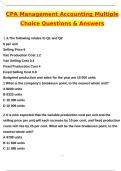 CPA Management Accounting Multiple Choice Exam &lpar;Latest 2025 &sol; 2026 Update&rpar; Questions and Verified Answers &vert; 100&percnt; Correct &vert; Grade A&plus;
