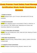 STUDY Premier Food Safety Food Manager Certification Study Guide &lpar;Latest 2025 &sol; 2026 Update&rpar; Questions and Verified Answers &vert; 100&percnt; Correct &vert; Grade A&plus;