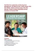 Test Bank for Leadership and Nursing Care Management&comma; 7th Edition by M&period; Lindell Joseph&comma; PhD&comma; RN&comma; FAONL&comma; FAAN and Diane Huber&comma; PhD&comma; RN&comma; NEA-BC&comma; FAAN&vert; Complete 2025&sol;2026 Verified Questions & Answers PDF