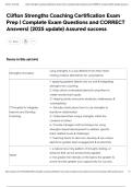 Clifton Strengths Coaching Certification Exam Prep &vert; Complete Exam Questions and CORRECT Answers&vert; &lpar;2025 update&rpar; Assured success