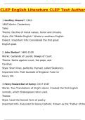 CLEP English Literature CLEP Actual Test Authors &lpar;Latest 2025 &sol; 2026 Update&rpar; Questions and Verified Answers &vert; 100&percnt; Correct &vert; Grade A&plus;