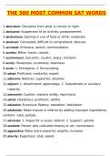 SAT Actual the 500 Most Common SAT Words &lpar;Latest 2025 &sol; 2026 Update&rpar; Questions and Verified Answers &vert; 100&percnt; Correct &vert; Grade A&plus;