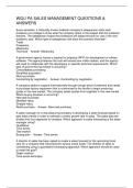 WGU PA SALES MANAGEMENT QUESTIONS & ANSWERS