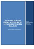 AQA A LEVEL BUSINESS STUDIES QUESTIONS WITH 100&percnt; CORRECT ANSWERS 2025&sol;2026