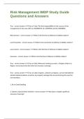 Risk Management IMDP Study Guide Questions and Answers