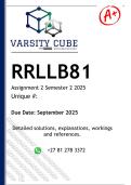 RRLLB81 Assignment 2 &lpar;DETAILED ANSWERS&rpar; Semester 2 2025 - THE Doctrine of Functus Officio and Defective Administrative Actions in Administrative Law