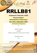 RRLLB81 Assignment 3 PORTFOLIO &lpar;COMPLETE ANSWERS&rpar; Semester 2 2025 - DUE October 2025 - THE PHILOSOPHY OF PUBLIC POLICY