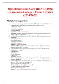 Multidimensional Care III &lpar;NUR2502&rpar; &ndash; Rasmussen College &ndash; Exam 1 Review &lpar;2024&sol;2025&rpar;