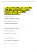 Yr 4 Anaesthesia MCQs Exam &lpar;actual 2025&sol;2026&rpar; Questions and Answers Latest Update with Complete Solutions &vert; Graded A&plus;