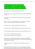 Psychology&colon; Unit 1&colon; lesson 2&colon; Psychology is a young science Questions and Correct Answers&period;