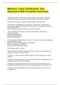 Walmart- Food Certification Test Questions With Complete Solutions